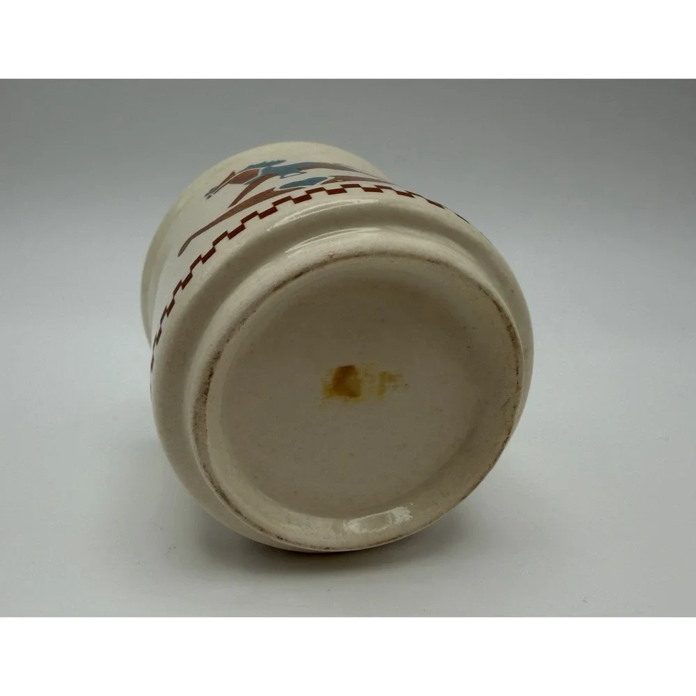Vintage Ceramic Mini Crocks Set of 2 Blue Dot, Rocking Horse Cottage Rustic